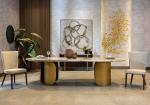 Luxury Italian Marble Dinner Table Customized Logo Stainless Steel Leg For Home