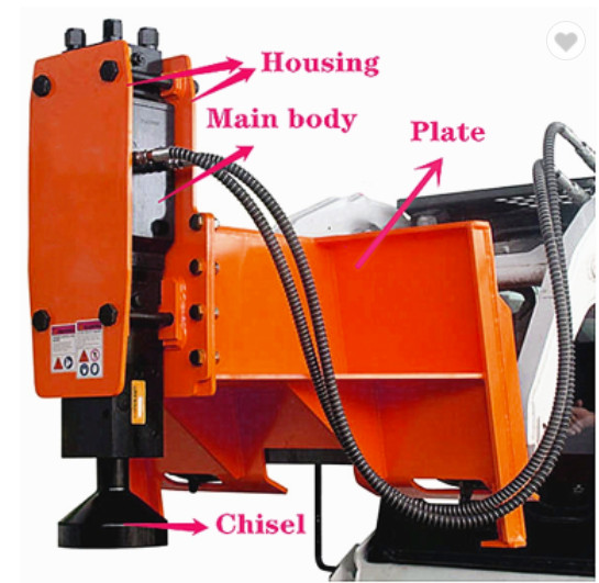 20CrMo Skid Steer Fence Post Driver 75mm Vibratory Skid Steer