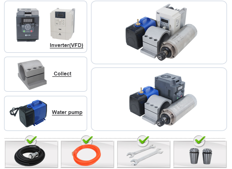 High Precision 2.2kw Water Cooled Spindle Motor for Woodworking Engraving and Milling
