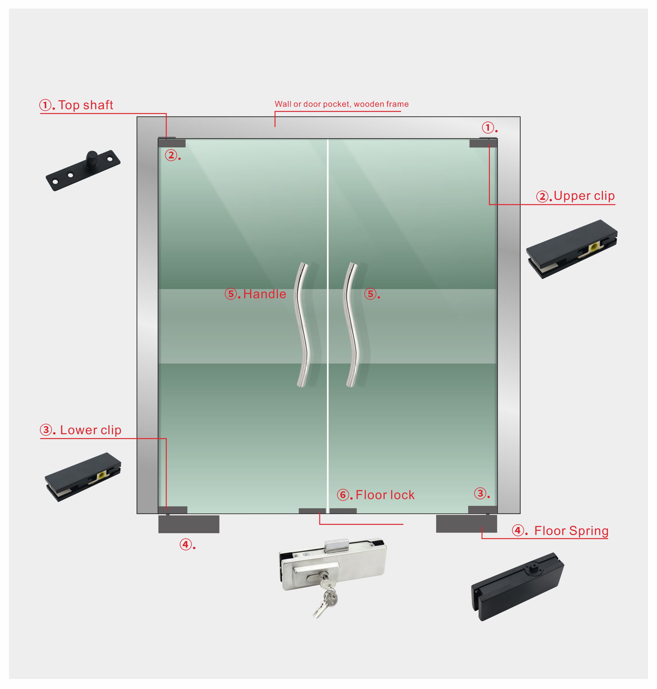 Satin/Polish Finish Folding Glass Sliding Door for Office Glass Partition Hardware