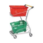 High Quality Metal Wire Shopping Cart Hot Selling Double Basket Shopping Cart