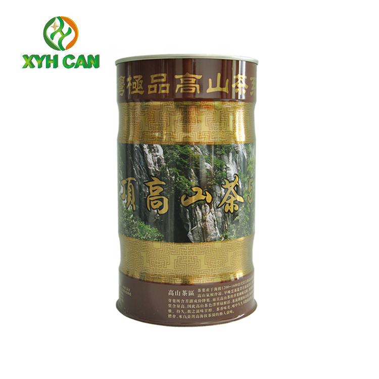 Tea Tin Can Tall Round Food Packaging With Inner Lid CMYK Printing