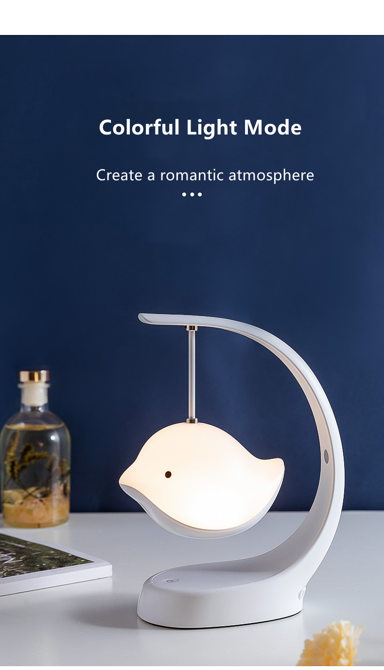 Creative 2 in 1 Cute Hanging Bird Night light Wireless Speaker Colorful Atmosphere Light Sleeping Night Light Home Deco