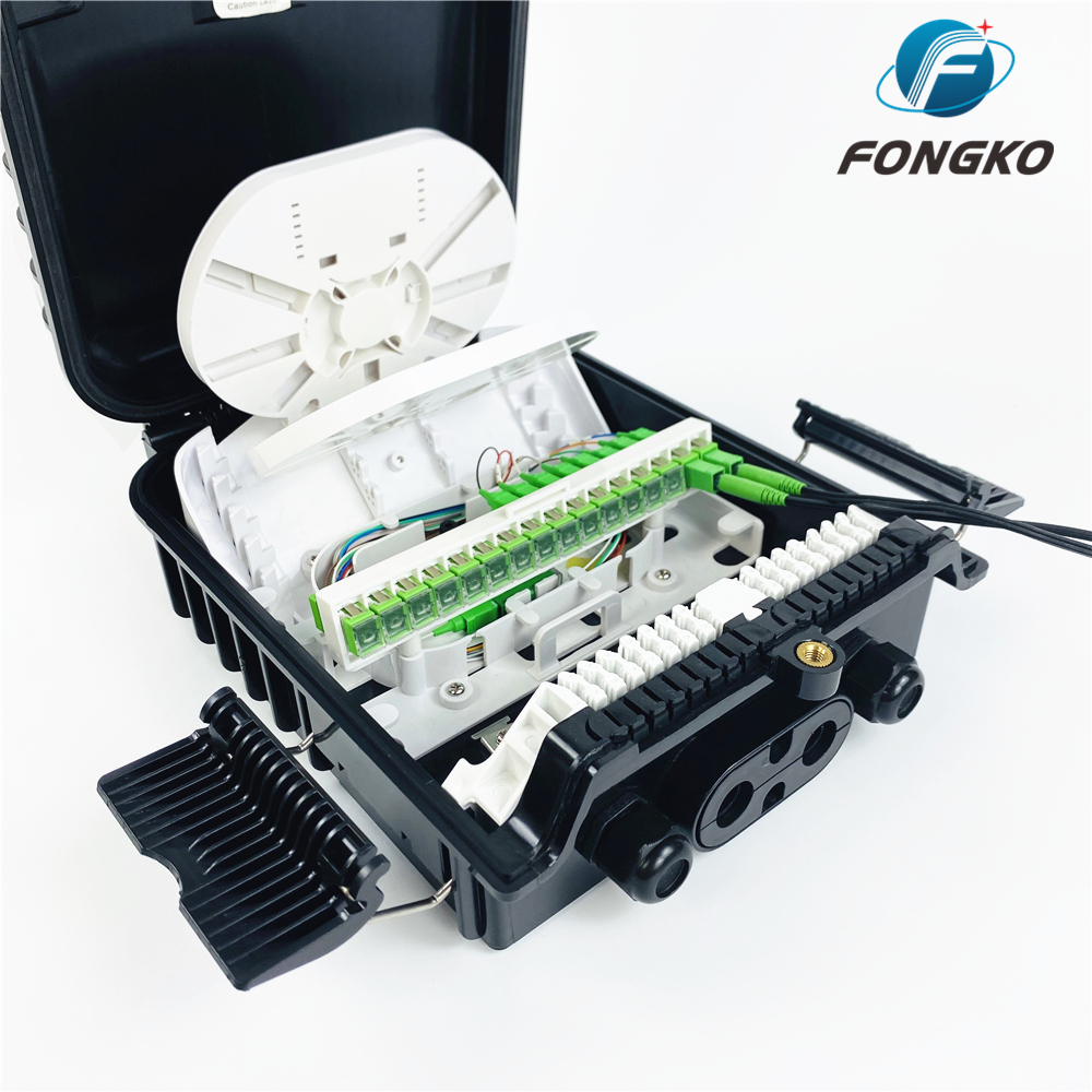 Outdoor Waterproof Black Fiber Optical Fat Ftth Splitter Box Distribution 16 Core