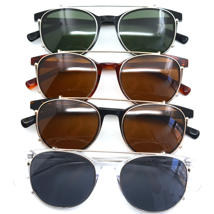 Fashionable Lifestyle Sunglasses Acetete Material Frame Clip On Style