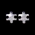 Heart Shape Silver Cubic Zirconia Earrings / S925 Plating White Gold Earrings