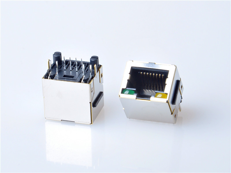 HULYN,RJ45 Modular Jack Connector, Shielded RJ45 Connector, Through Hole Type,with LEDs