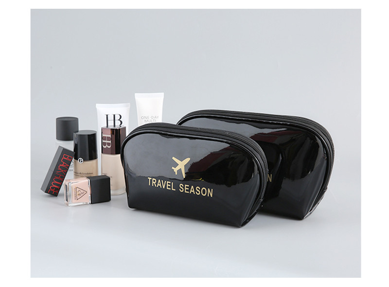 Large Capacity Zipper Travel Shiny PU Makeup Bag