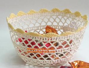 Wholesale Handmade Craft Stiffened Cotton Crochet Home Decorative Candy Basket Baby Photo Prop from china suppliers