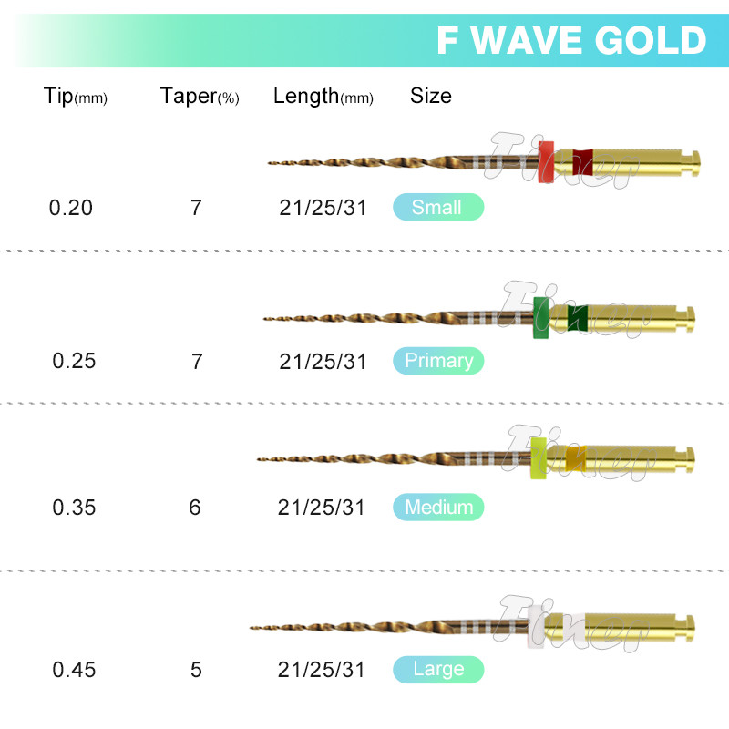 Dental Rotary File Only One Gold Rotary Wave Files For Root Canal Treatment