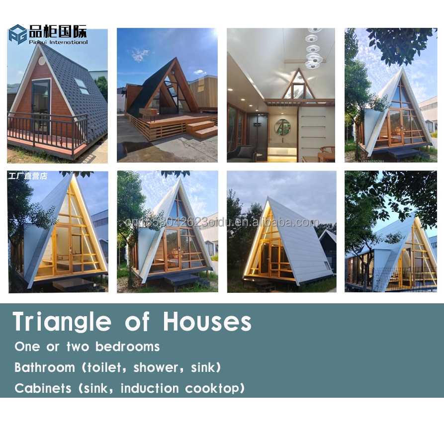 2024 Prefabricated Triangle Houses with Bedrooms Bathrooms and Aluminum Alloy Windows in Customized Colors