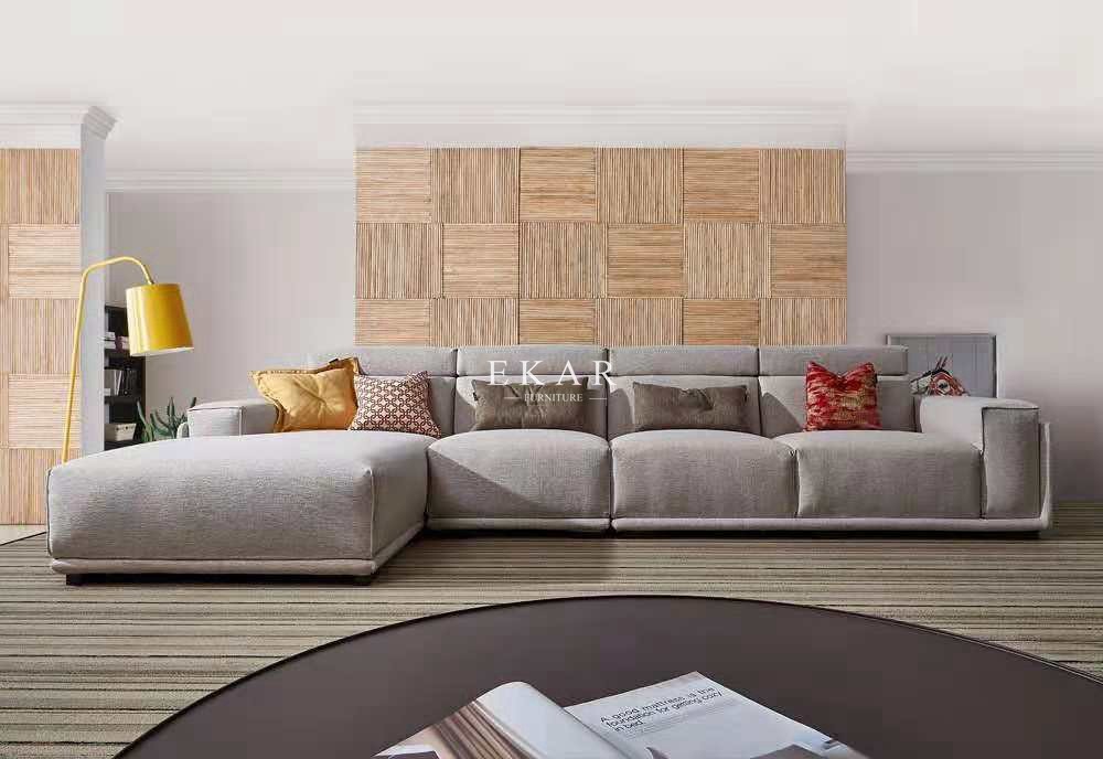 Contemporary Wide Fabric Corner L Shaped Sectional Living Room Sofa AW-1709