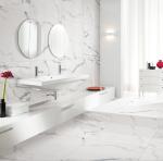 Non Slip Marble Look Porcelain Tile / Glazed Carrara Porcelain Floor Tile