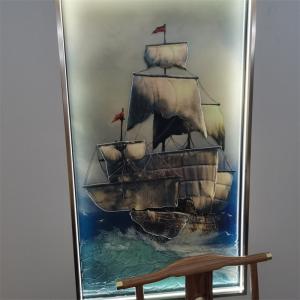 Wholesale 19mm Thickness Tempered Art Glass Hot Melt Sailboat Ultra Clear Glass Painting from china suppliers