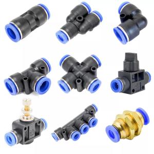 Wholesale Air Connector Tube Plastic Pneumatic Fittings Water Hose Couplers 4mm 6mm 8mm 10mm 12mm PU PY PK PE PV SA from china suppliers