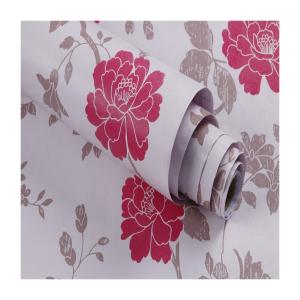 Wholesale 3D Red Flower Wallpaper 45cm Width PVC Vinyl Wall Covering for Home Decor Stickers from china suppliers