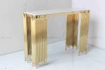 Tubular Modern White And Gold Console Table Wall Cabinet Shelf Luxury Furniture