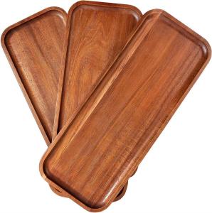 China Acacia Solid Wood Serving Tray Rectangular Wooden Serving Platters on sale