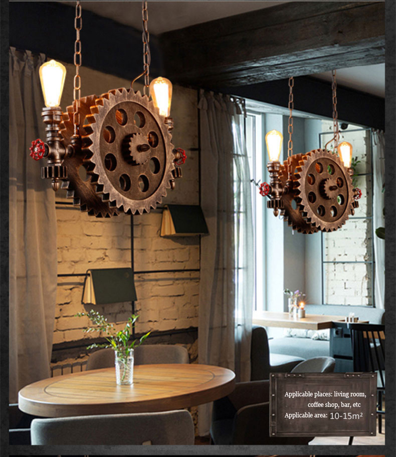 Vintage Loft Pendant Lamps Gear Clain Lights Water Pipe Arm Bar Restaurant Industry lamp(WH-VP-196)