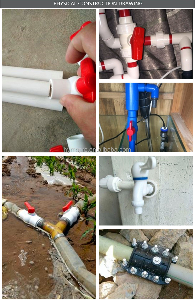 Standard Length 2" PVC Compact Ball Valve for White Plumbing Materials in White Color