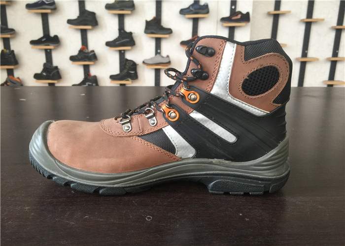 Breathable Camel High Cut Work Boots , Waterproof Steel Toe Boots For Wide Feet