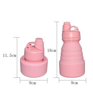 Wholesale Outdoor Sports Folding Silicone Water Bottle 500ml Pink Thermal Insulation With Lid from china suppliers