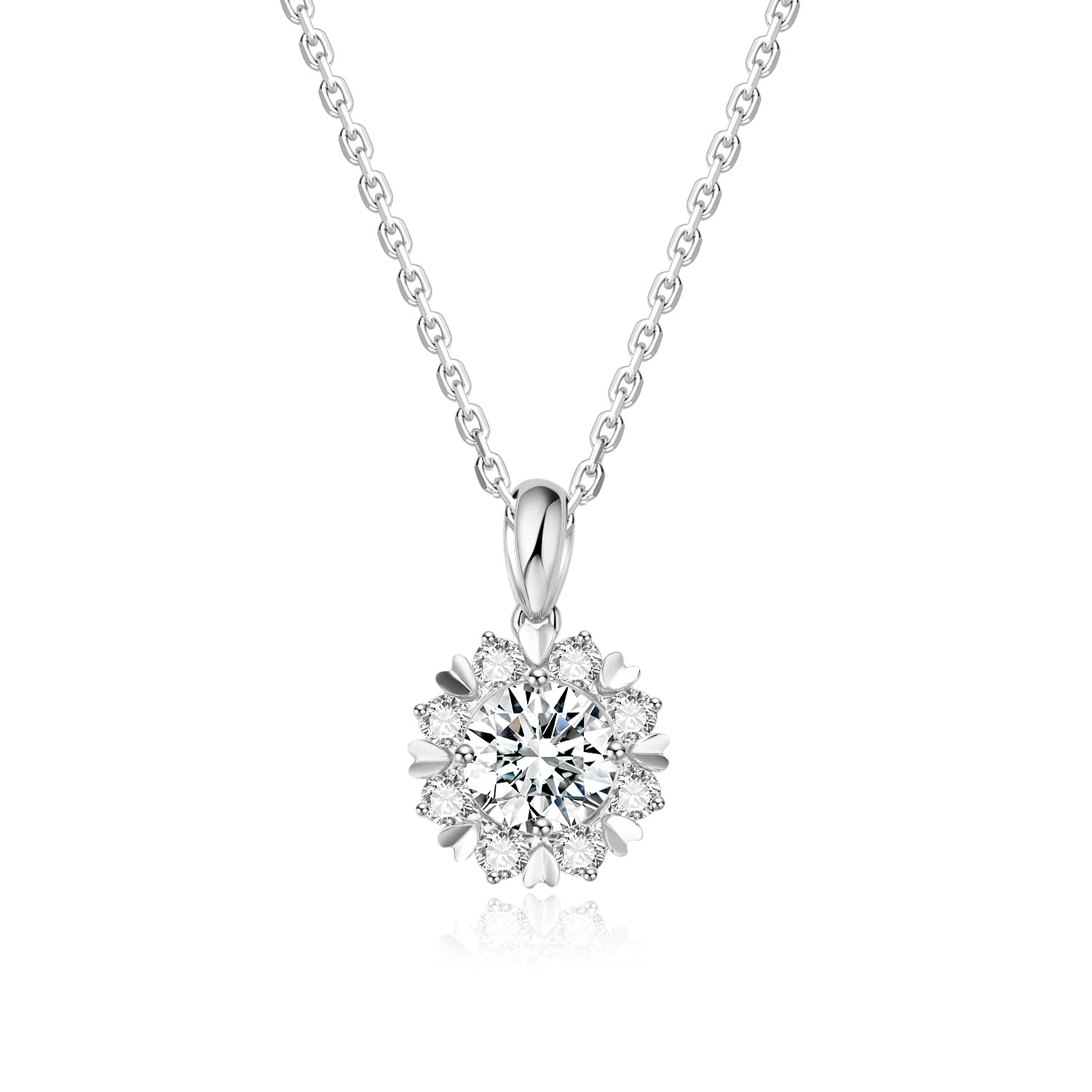 Classic Design 18k Gold Lab-Grown Diamond Pendant White Diamond Jewelry For Gifts And Party