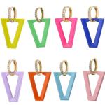 Gold Plated 18k Diamond Hoop Earrings Colorful Spray Paint V Shape Pendant AAA