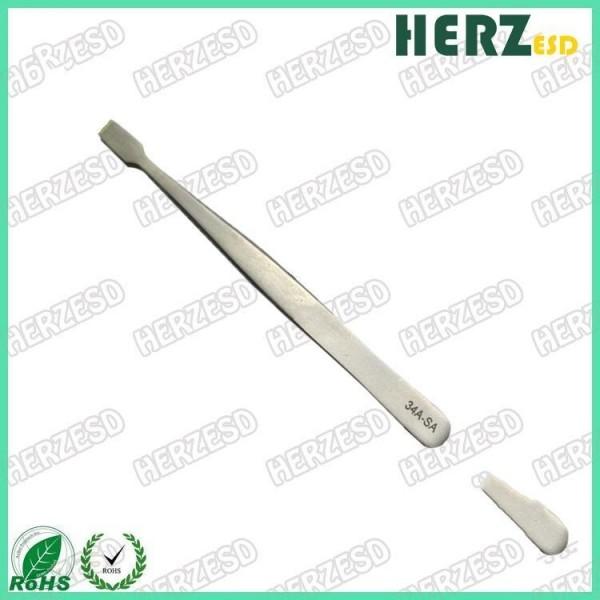 Flexible Durable ESD Safe Tools , Thin Square Flat Tip Tweezers For Medical