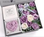 Valentine'S Day Black Paperboard Cardboard Box For Red Roses Gift Soap Flower
