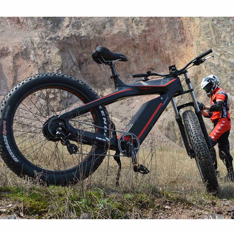 48V Electric Carbon Fiber Bike with 750W or 1000W Brushless Motor 26" x 4.0 Fat Tire