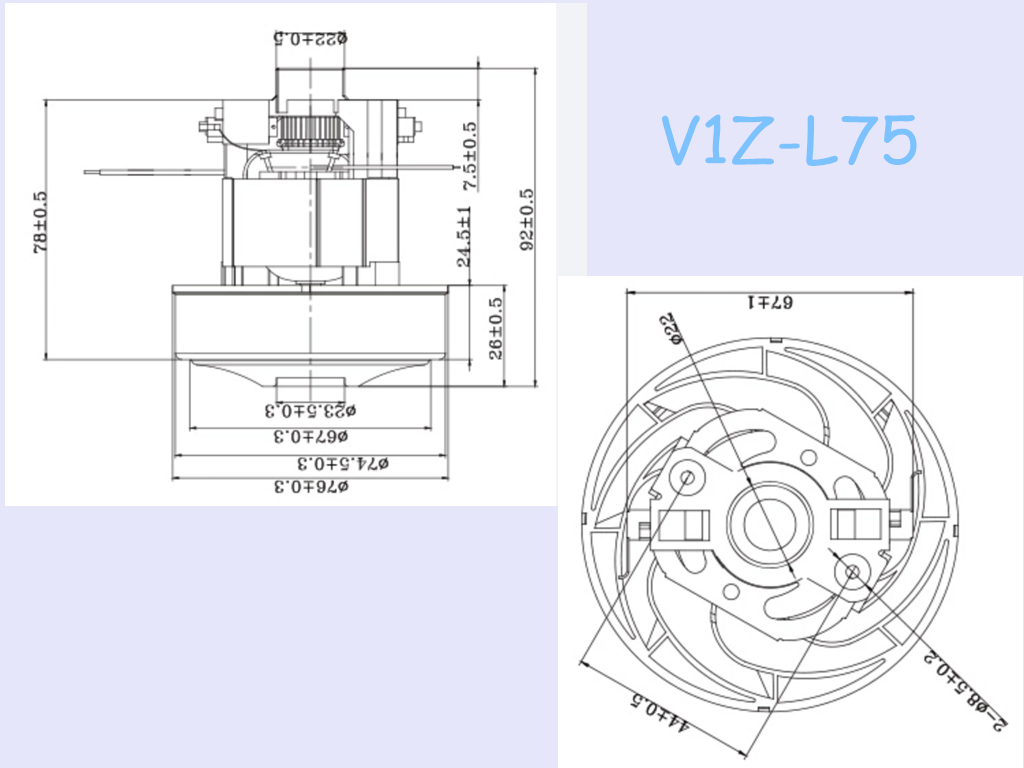 Outdoor Low Noise 98dB 110V 120V 1200 Watt Vacuum Motor
