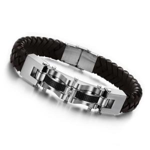 Wholesale Tagor Stainless Steel Jewelry Super Fashion Silicone Leather Bracelet Bangle TYSR102 from china suppliers