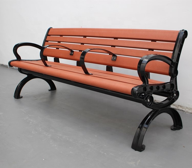 Sandblasted Powder Coated Outdoor Wooden Bench For Farmhouse Courtyard
