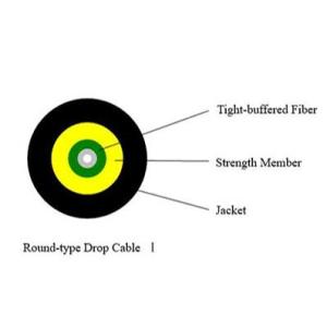 Wholesale 1F FTTH Drop Cable Round Type 2.5mm / 3.0mm Optical Fiber Drop Cable from china suppliers