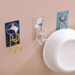 Cartoon stainless steel free punch bathroom kitchen wall hanging towel hook