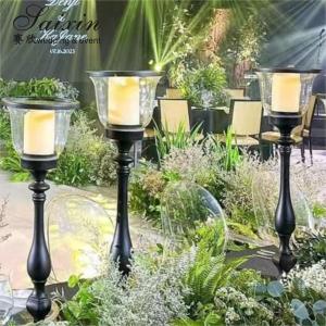Wholesale Black Candle Holder 3 pcs Set Metal Wedding Decoration Black Glass Candlestick Holder Centerpiece from china suppliers