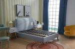 Single Modern Design Wooden Legs Fabric Upholstered Bed