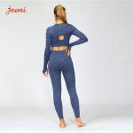 Camo Printing Long Sleeve Crop Top And Legging SGS Seamless Workout Sets For