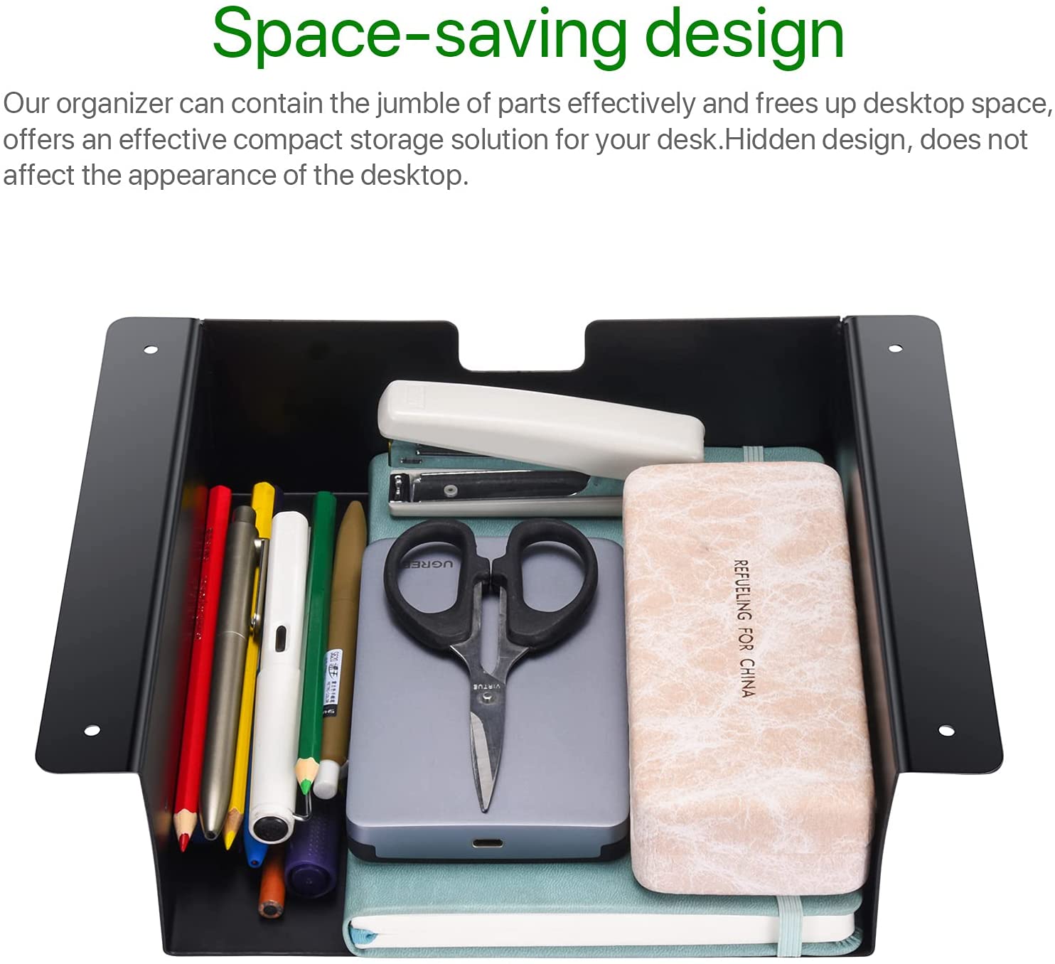 Under Mount Desk Storage Shelf Under Desk Drawer Space Saving Desk Storage Box Tray
