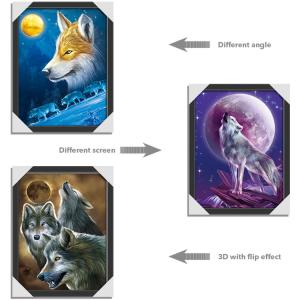 Wholesale Hotel Decoration Lenticular Flip Picture / 0.6mm PET 3 In 1 3D Animals Photos from china suppliers