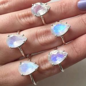 Wholesale 925 Sterling Silver Natural Blue Moonstone Ring Moonstone Jewelry Design from china suppliers