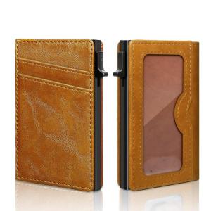 Wholesale Mix Models Advantage Low MOQ GENUINE LEATHER Aluminum Metal Credit Card Holder for Men from china suppliers