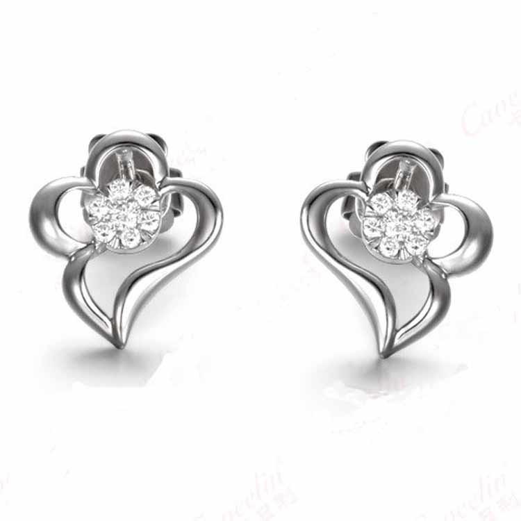 High Quality White Gold 0.14 Carat Daimonds Stud Earrings for Women (GDE005)
