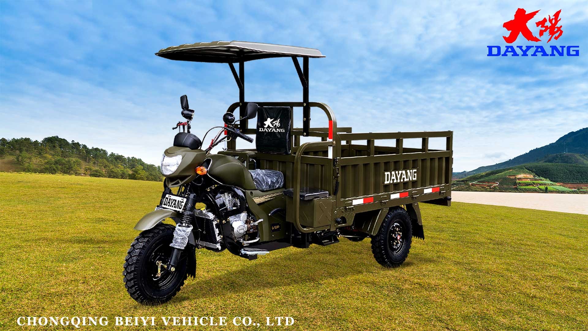 Semi-floating Rear Axle 200cc 250cc 300cc Heavy Loading Truck Tricycle with Semi Cabin