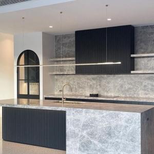 Wholesale Modern High Quality Melamine Particleboard White and Gray Soft Close Kitchen Cabinet from china suppliers
