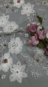 Wholesale Leafy Mesh Ground Embroidered Sequin Fabric Floral Bead For East Culture Occasion from china suppliers