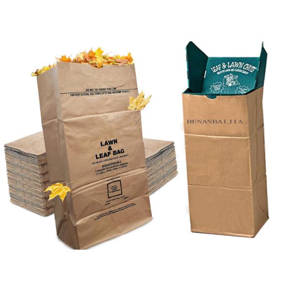 Yard Waste Lawn Leaf Compostable Paper Bag Moisture Proof With Custom Logo