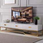 High Gloss Metal Frame TV Cabinet 200 x 45 x 45cm Plasma Medium Modern TV Unit