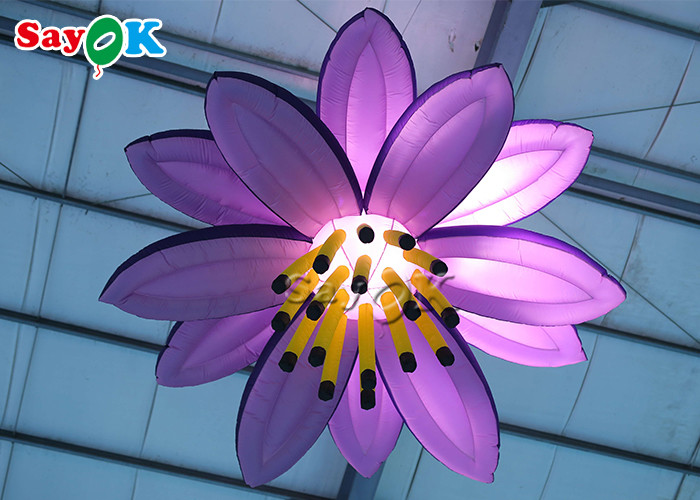 Customized 10ft Inflatable Lighting Decoration Led Lily Flower For Wedding Christmas